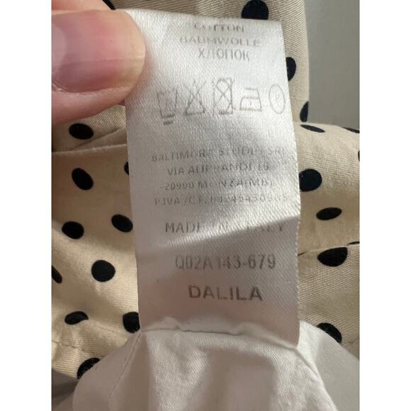 Andamane Bubble Hem Tie Shoulder Mini Dress Black & Cream Polka Dot, size M - Picture 7 of 9